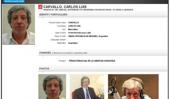 Interpol emitió un alerta roja para la detención del ex policía Carvallo